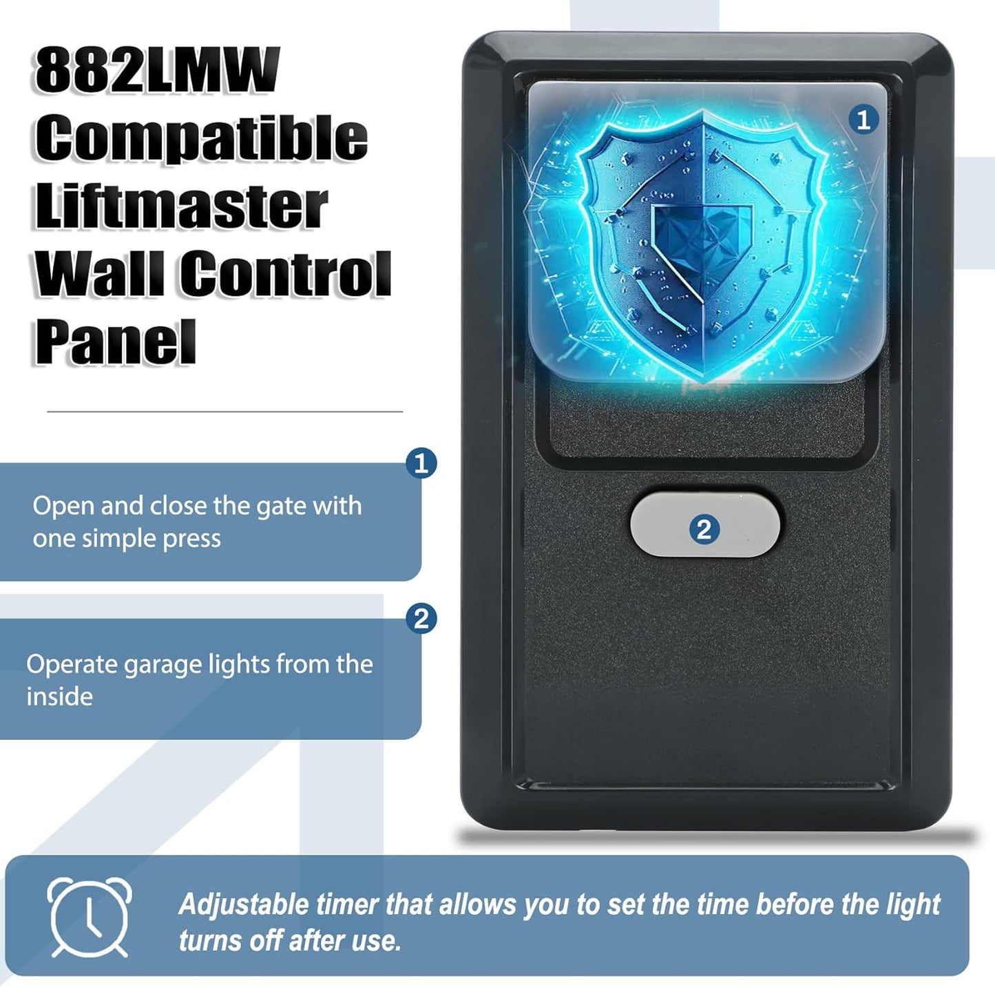 For Liftmaster 882LMW Multi-Function Wall Control Panel - Compatible Only with Liftmaster Security+ 2.0 Myq Garage Door Openers, Wired Garage Door Control Panel