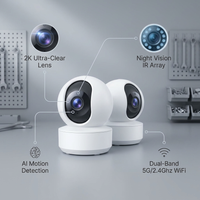 2K Cameras for Home Security Dual-Band 5G/2.4Ghz Wifi Indoor Camera Baby Monitor & Pet Camera for Dog Cat Elder AI Motion Detect 2-Way Audio Night Vision 24/7 Local Recording SD Cloud Storage 2 Pack — infographic