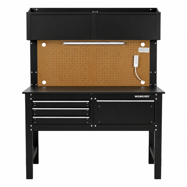 WORKPRO 2-in-1 48-Inch Workbench and Cabinet Combo with Work Light