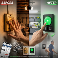 Garage Door Control Panel Built for Universal Compatibility, Wall Mount Design, Liftmaster Compatible, Multi-Function — Before & After
