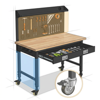 Work Bench 48" Adjustable Height, Heavy-Duty Portable Workbench with Power Outlets and Drawer for Garage & Workshop, 2000 LBS Load Capacity Large Pegboard, Work Table for Office, Home, Easy Assembly — How It Works