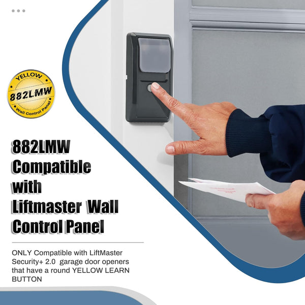 882LMW Multi-Function Wall Control Panel - Compatible Only with Liftmaster Security+ 2.0 Myq Garage Door Openers, Wired Garage Door Control Panel
