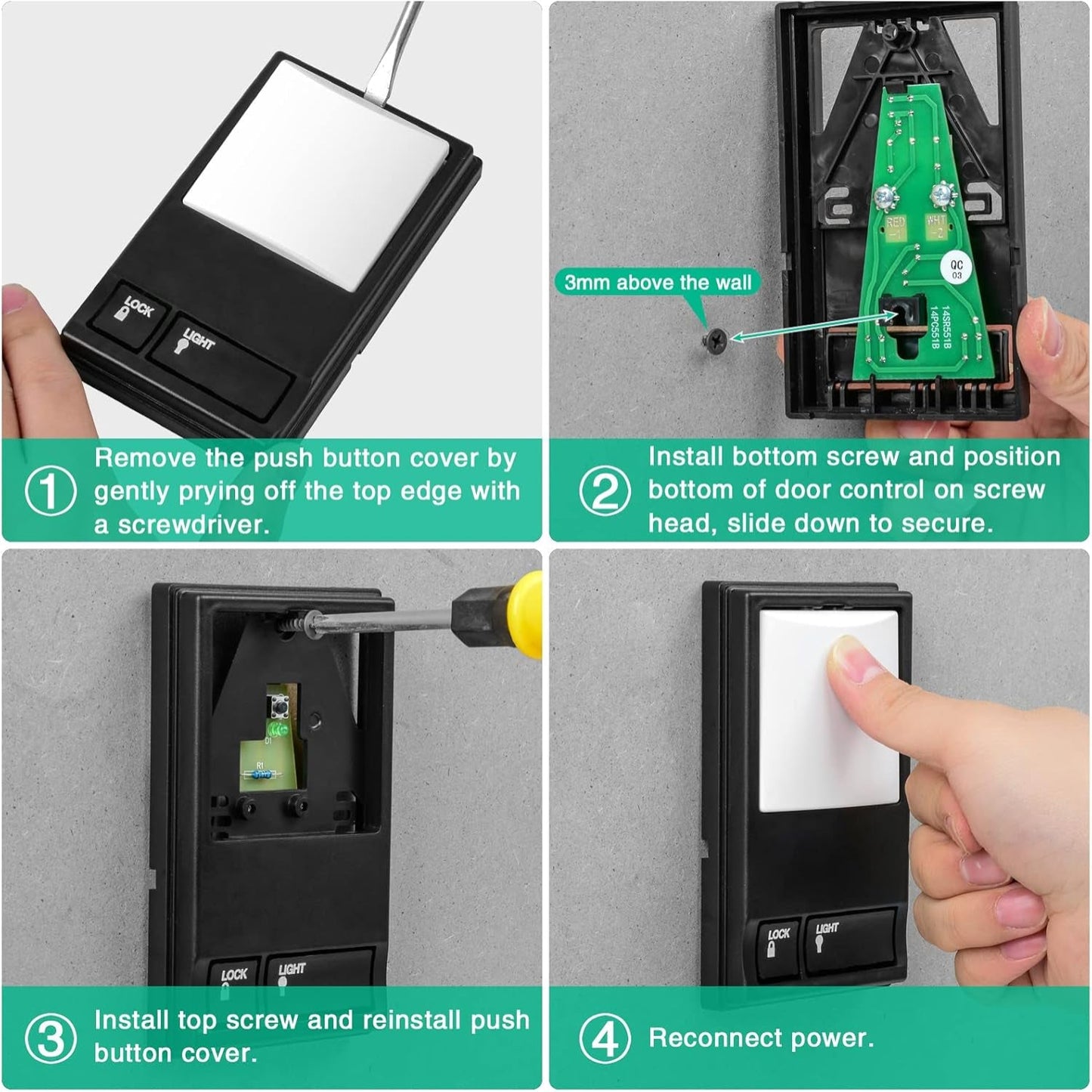 Garage Door Opener Control Panel, Multi-Function Wall Keypad Button Replacement for 78LM, Wired