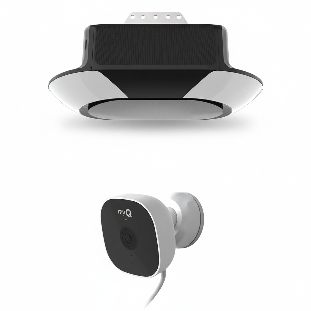B6713T Smart Advanced Corner LED Lighting-Myq Smartphone Controlled-Ultra Quiet, Strong Belt Drive & MAX Lifting Power, Blue Garage Door Opener Myq Smart Outdoor Wired Camera