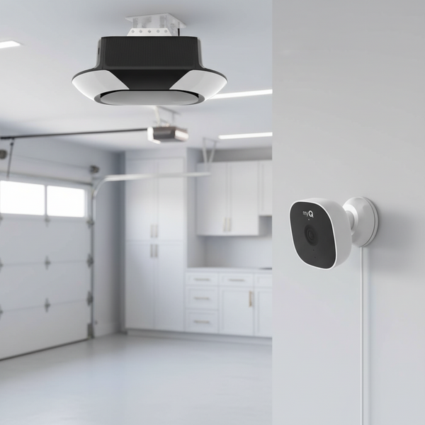 B6713T Smart Advanced Corner LED Lighting-Myq Smartphone Controlled-Ultra Quiet, Strong Belt Drive & MAX Lifting Power, Blue Garage Door Opener Myq Smart Outdoor Wired Camera