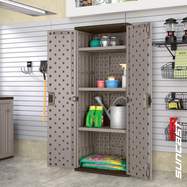 Suncast BMC7200 Freestanding Garage Cabinet — 72" Tall, 3 Adjustable Shelves, Lockable